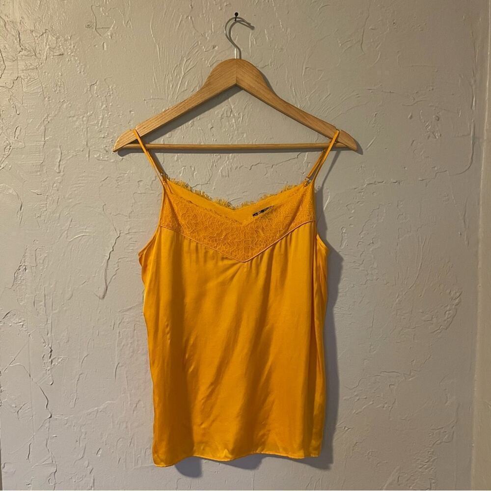 Massimo Dutti Sunlit Mustard Yellow Lace Camisole Cami Tank Top sz Small